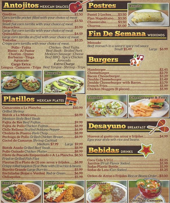 Menu At Tacos La Cuesta Hidalguense Restaurant, Fort Worth