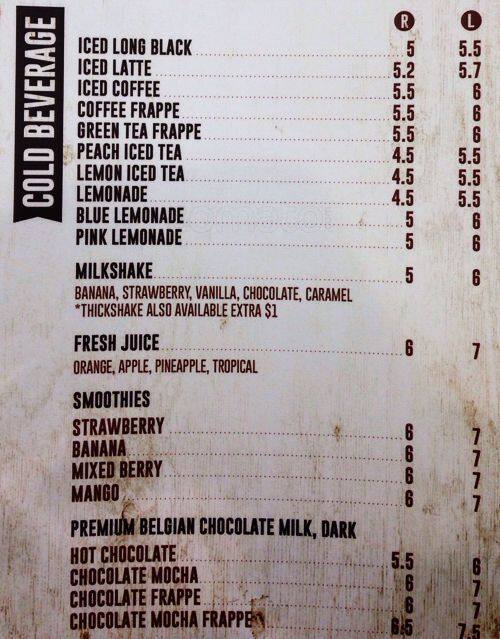 Menu at Caffe Cherry Beans (Broadbeach) cafe, Broadbeach Waters