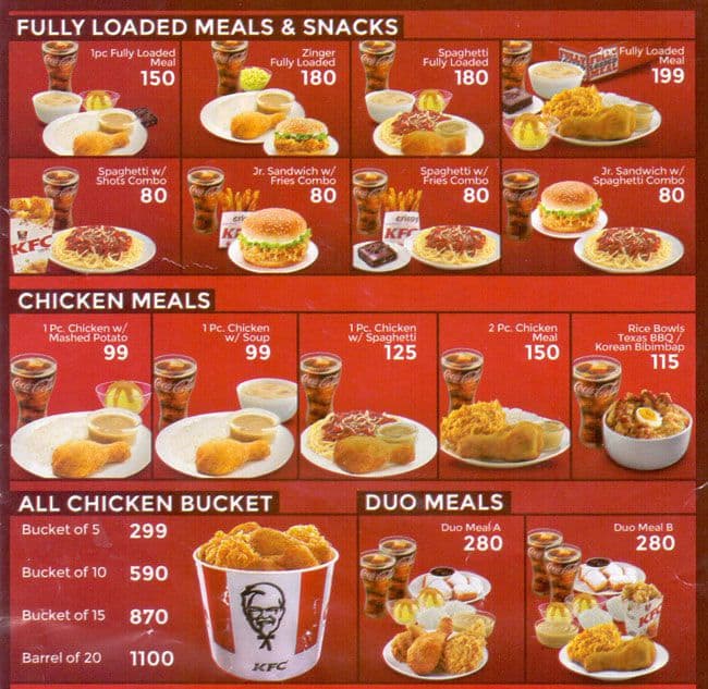 Kfc Menu With Prices Philippines My Xxx Hot Girl