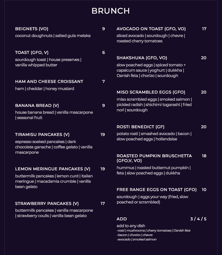 Menu at Measure desserts, Mount Lawley