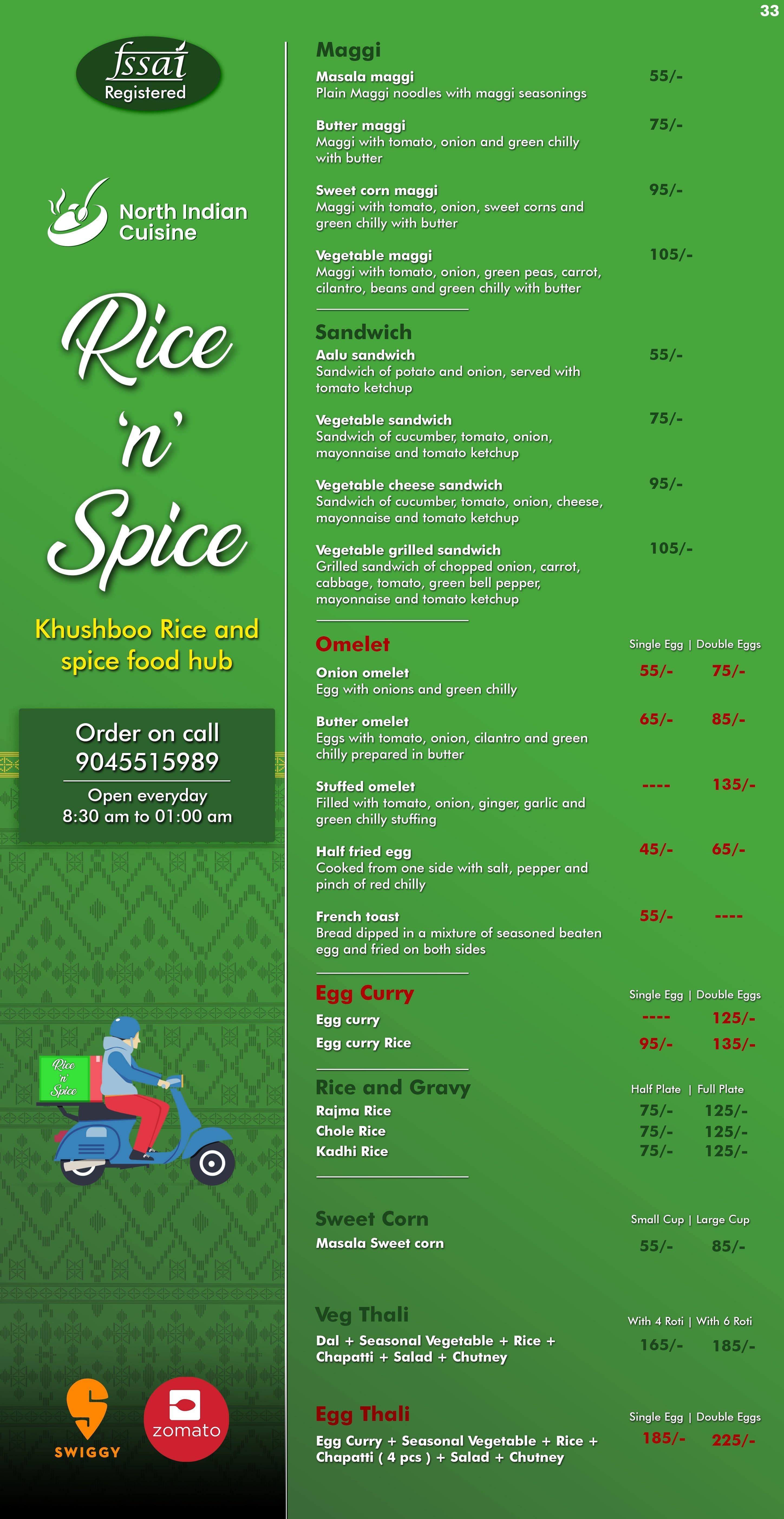 Menu of Rice And Spice, Sector 135, Noida