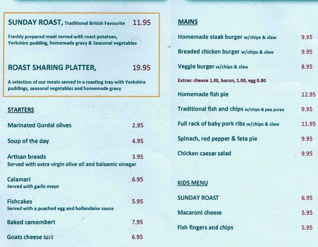 Menu at Refectory pub & bar, Hampton, 92 High St