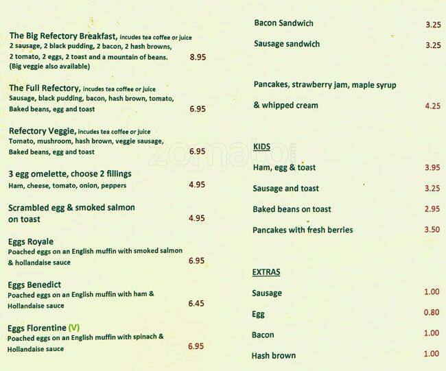 Menu at Refectory pub & bar, Hampton, 92 High St