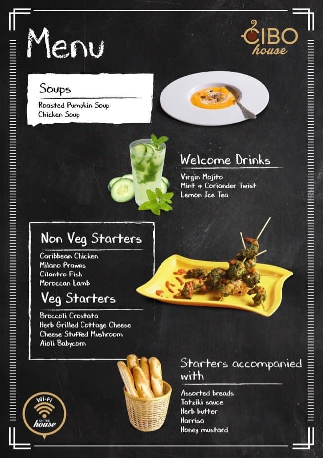 cibo restaurant menu