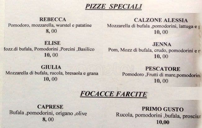 Menu di Primo Gusto 