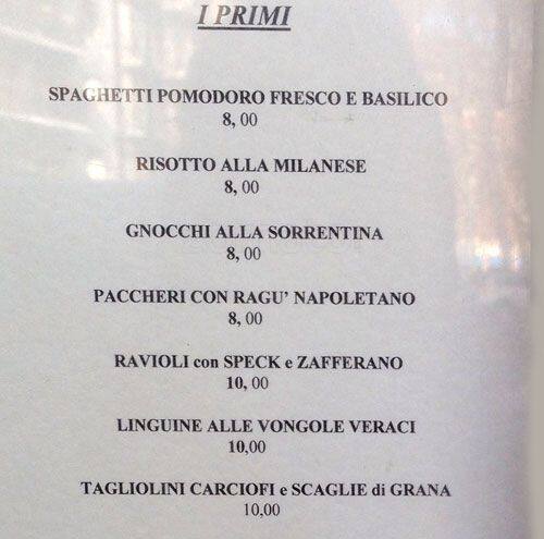 Menu di Primo Gusto 