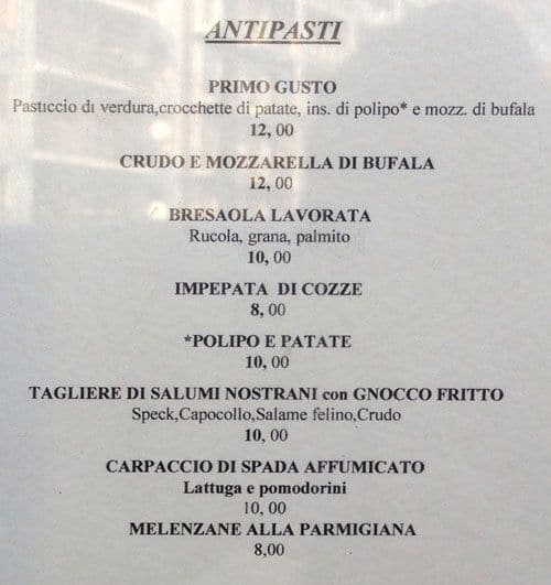 Menu di Primo Gusto 