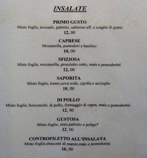 Menu di Primo Gusto 