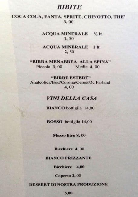 Menu di Primo Gusto 