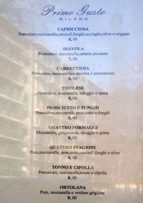 Menu di Primo Gusto 