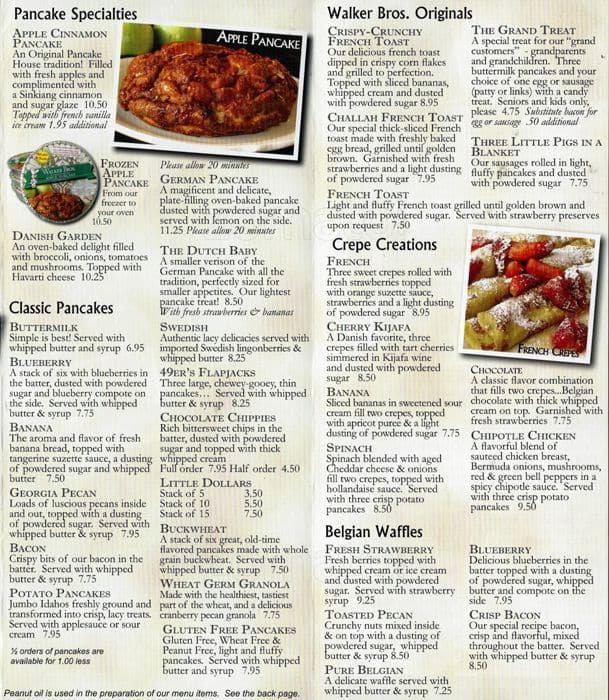Menu at The Original Pancake House restaurant, Wilmette, 153 Green Bay Rd