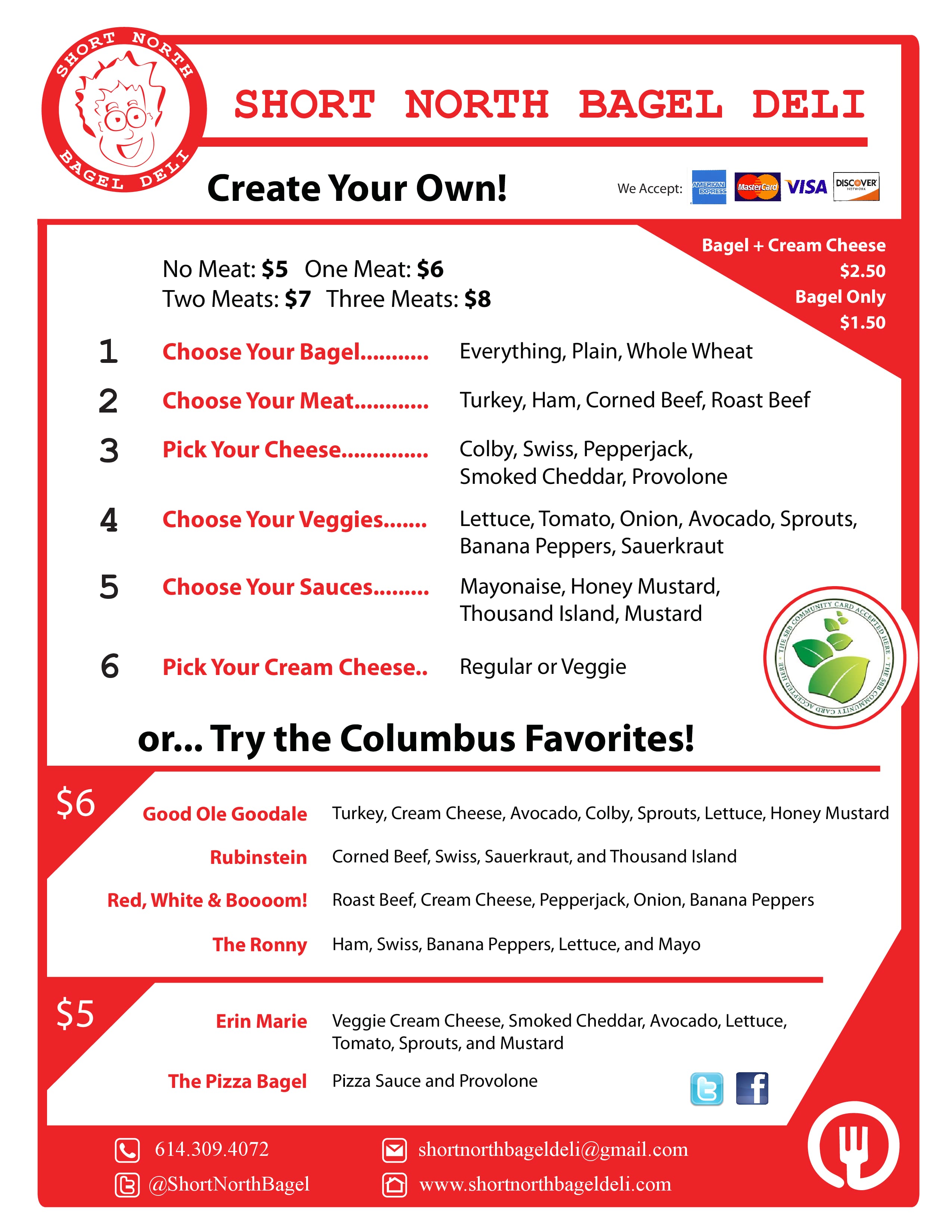 Short North Bagel Deli Menu, Menu for Short North Bagel Deli, Downtown