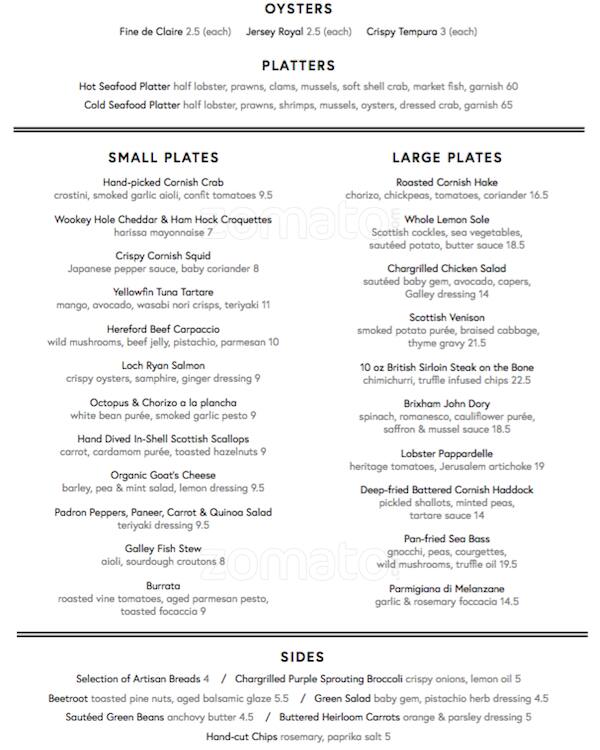 Galley Menu, Menu for Galley, Islington, London - Zomato UK
