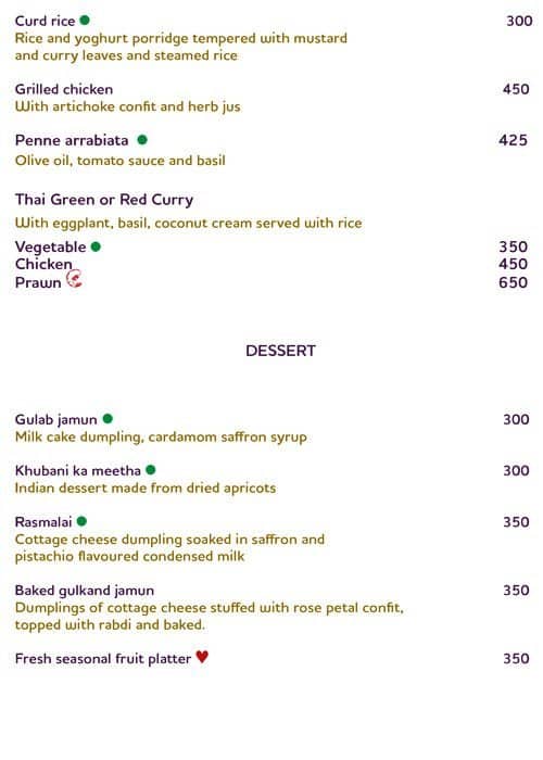 Menu at Cayenne Mercure Hyderabad KCP, Hyderabad