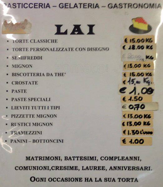 Menu di Pasticceria Via dei Monti di Primavalle 