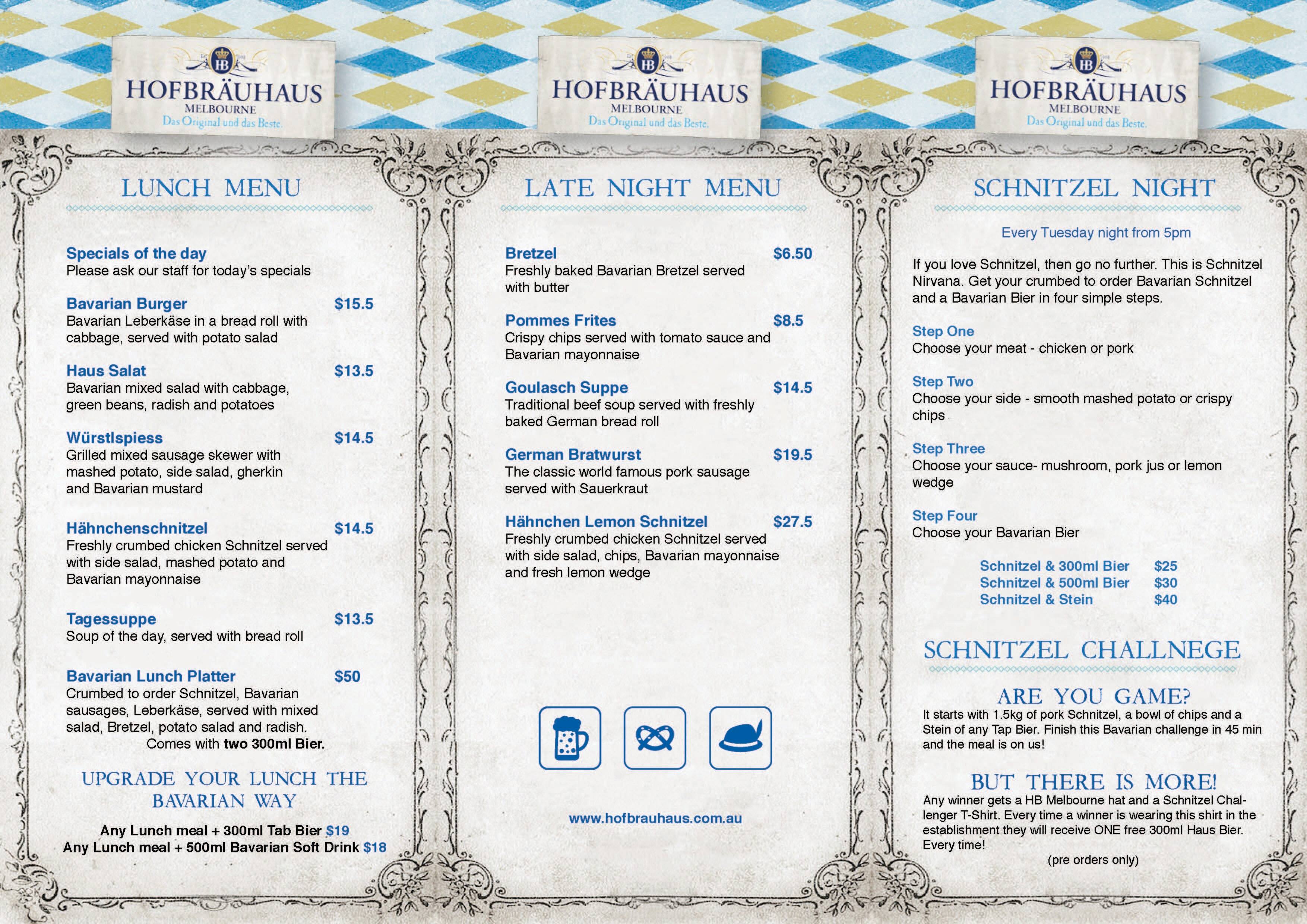 Hofbrauhaus Menu Menu For Hofbrauhaus Cbd Melbourne