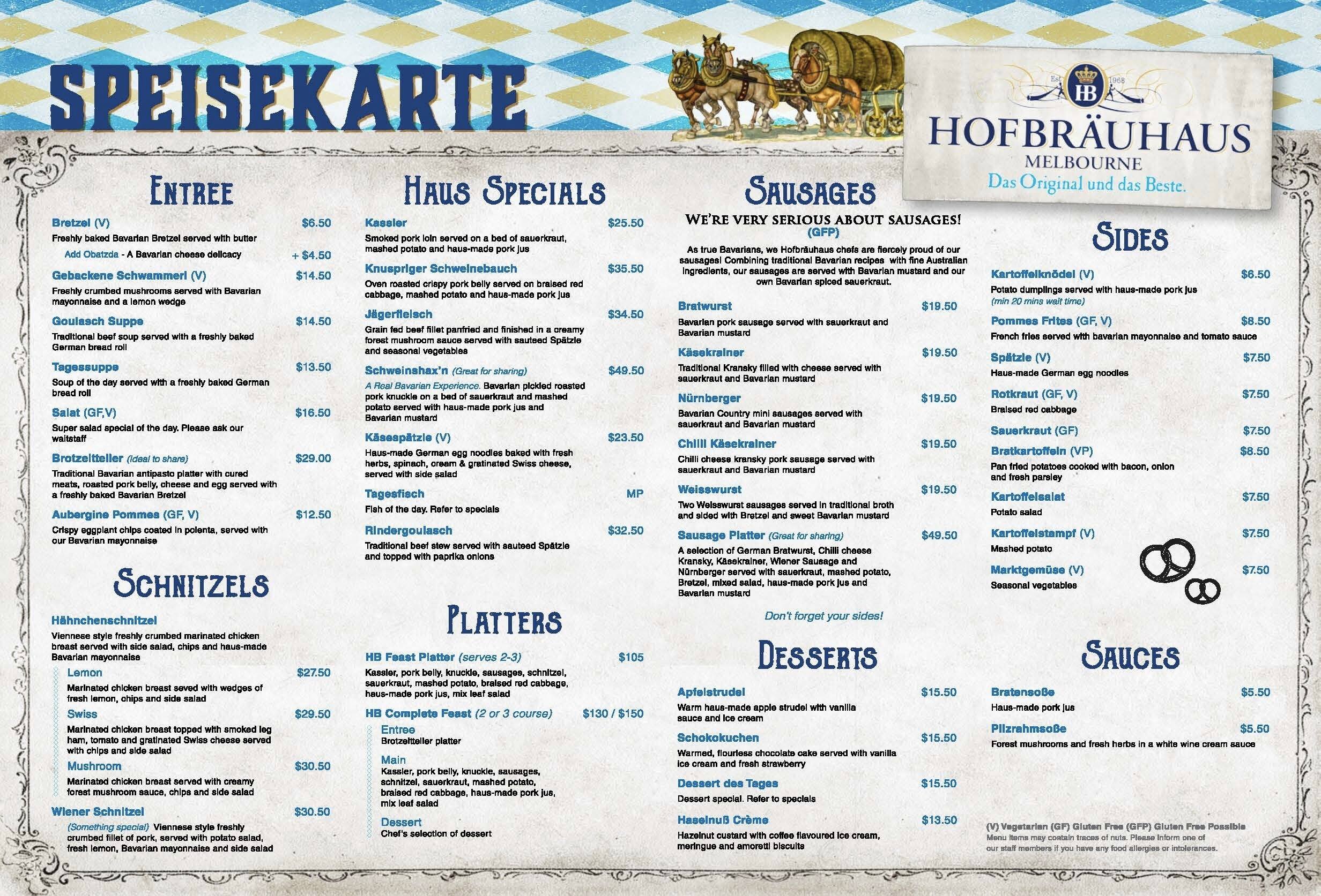 Hofbrauhaus Menu Menu For Hofbrauhaus Cbd Melbourne