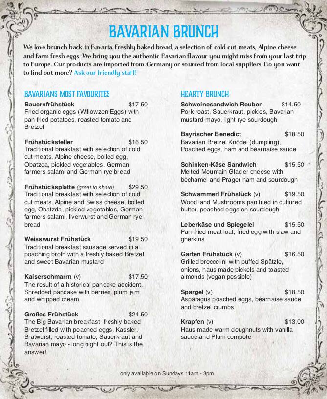 Hofbrauhaus Menu Menu For Hofbrauhaus Cbd Melbourne