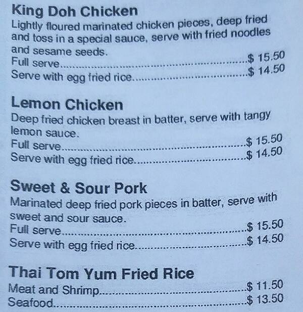 Menu at Monty's Noodles fast food, Montmorency