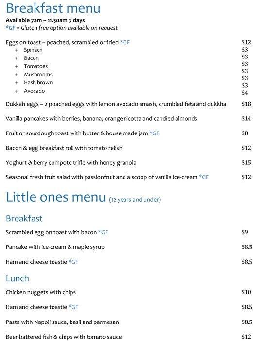 RORO Cafe Menu, Menu untuk RORO Cafe, Queenscliff, Queenscliff