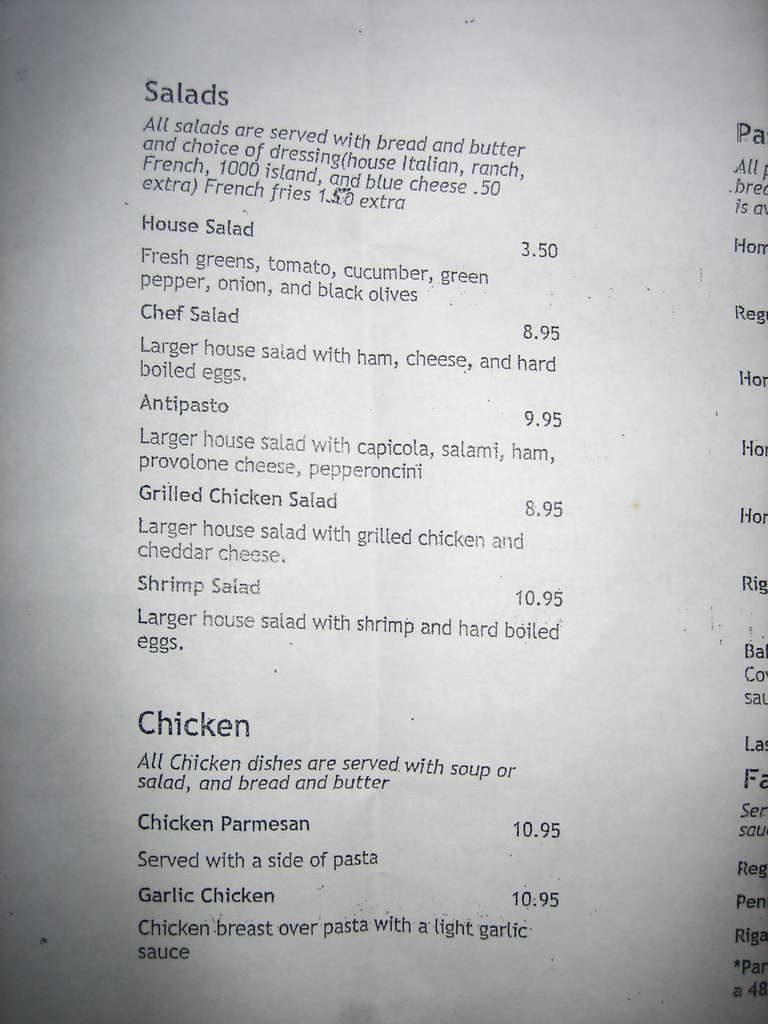 Oasis Pasta House Menu, Menu for Oasis Pasta House, Carnegie