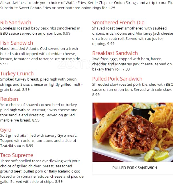 Menu at Charcoal Grill pizzeria, Burlington