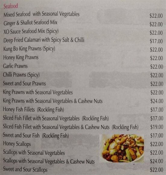 Menu at Lily in the Valley restaurant, Upper Ferntree Gully