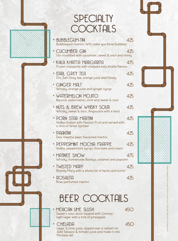Menu of Nuts & Brew, Dispur, Guwahati