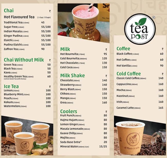 Menu of Tea Post, Sola, Ahmedabad