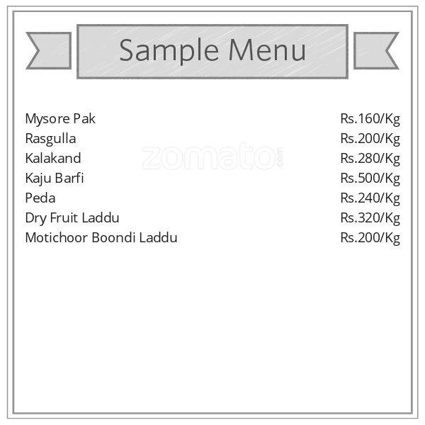 sweet india menu