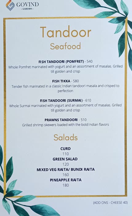 Hotel Govind Garden menu