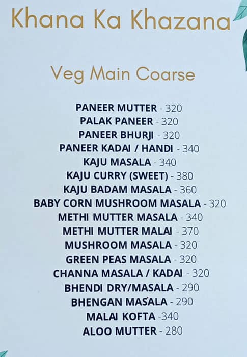 Hotel Govind Garden menu