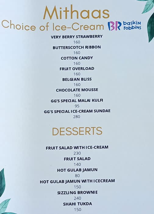 Hotel Govind Garden menu