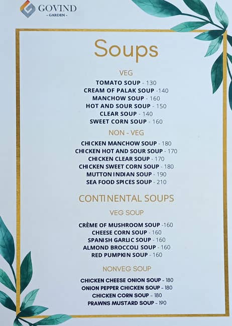 Hotel Govind Garden menu