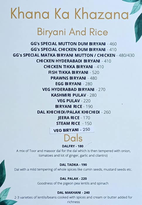 Hotel Govind Garden menu