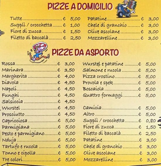 Menu di Sale e olio 