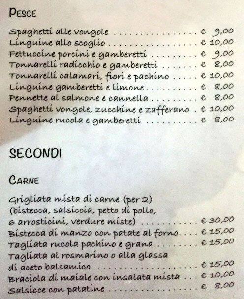 Menu di Sale e olio 