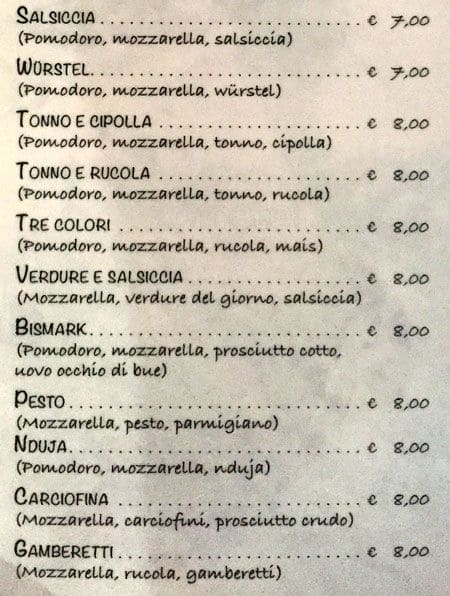 Menu di Sale e olio 