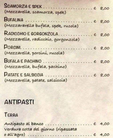 Menu di Sale e olio 