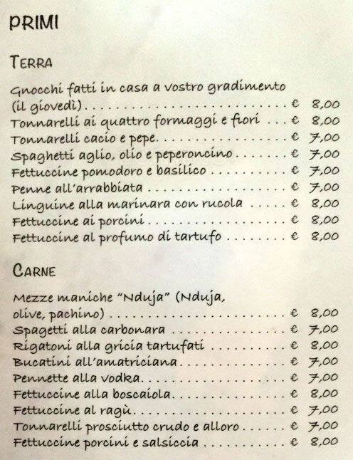 Menu di Sale e olio 