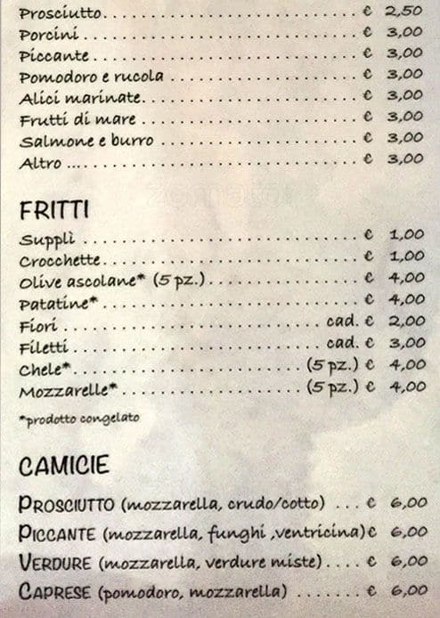 Menu di Sale e olio 