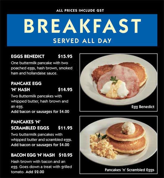 Pancakes On The Rocks Menu, Menu for Pancakes On The Rocks, Mermaid