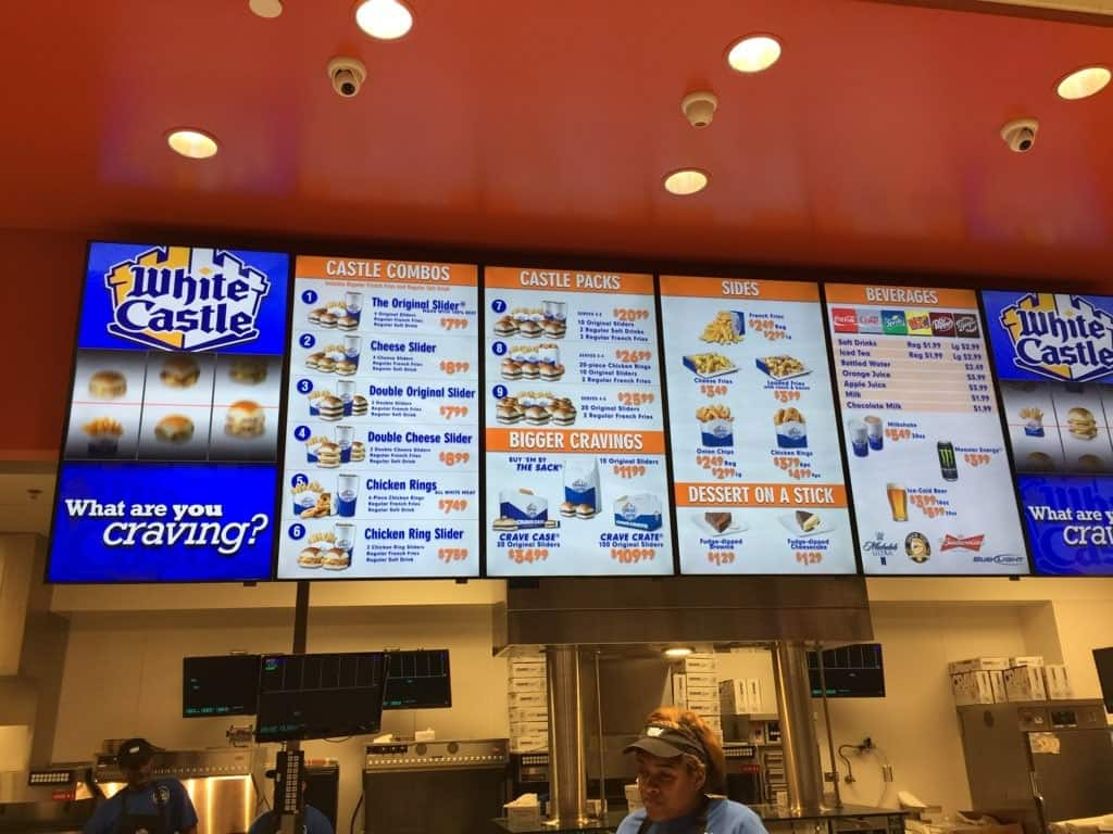 White Castle Menu,Menú para White Castle, The Strip, Las Vegas