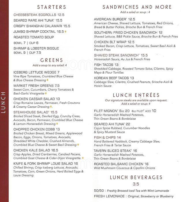 Sullivan's Steakhouse Menu Urbanspoon/Zomato