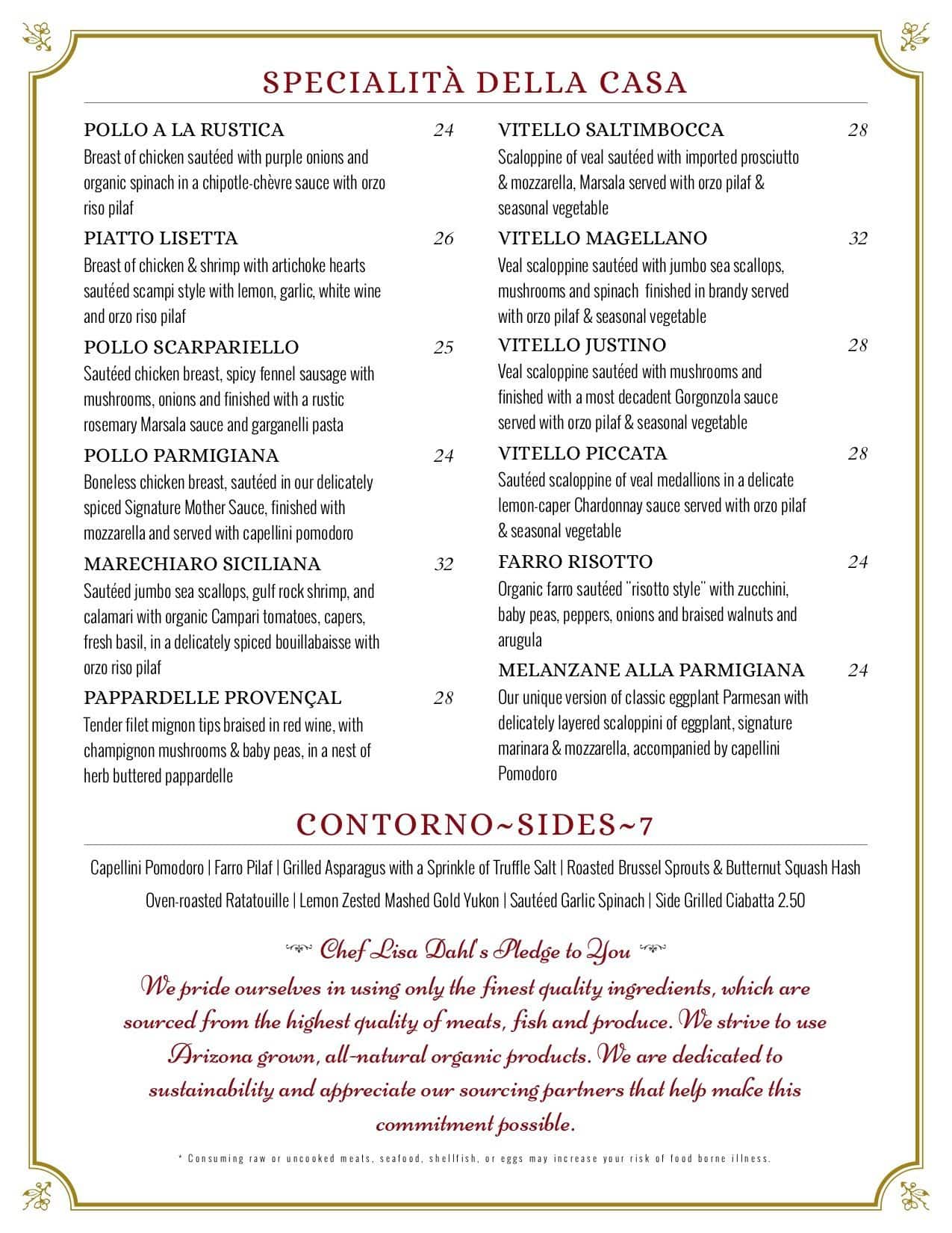 Menu at Cucina Rustica desserts, Sedona