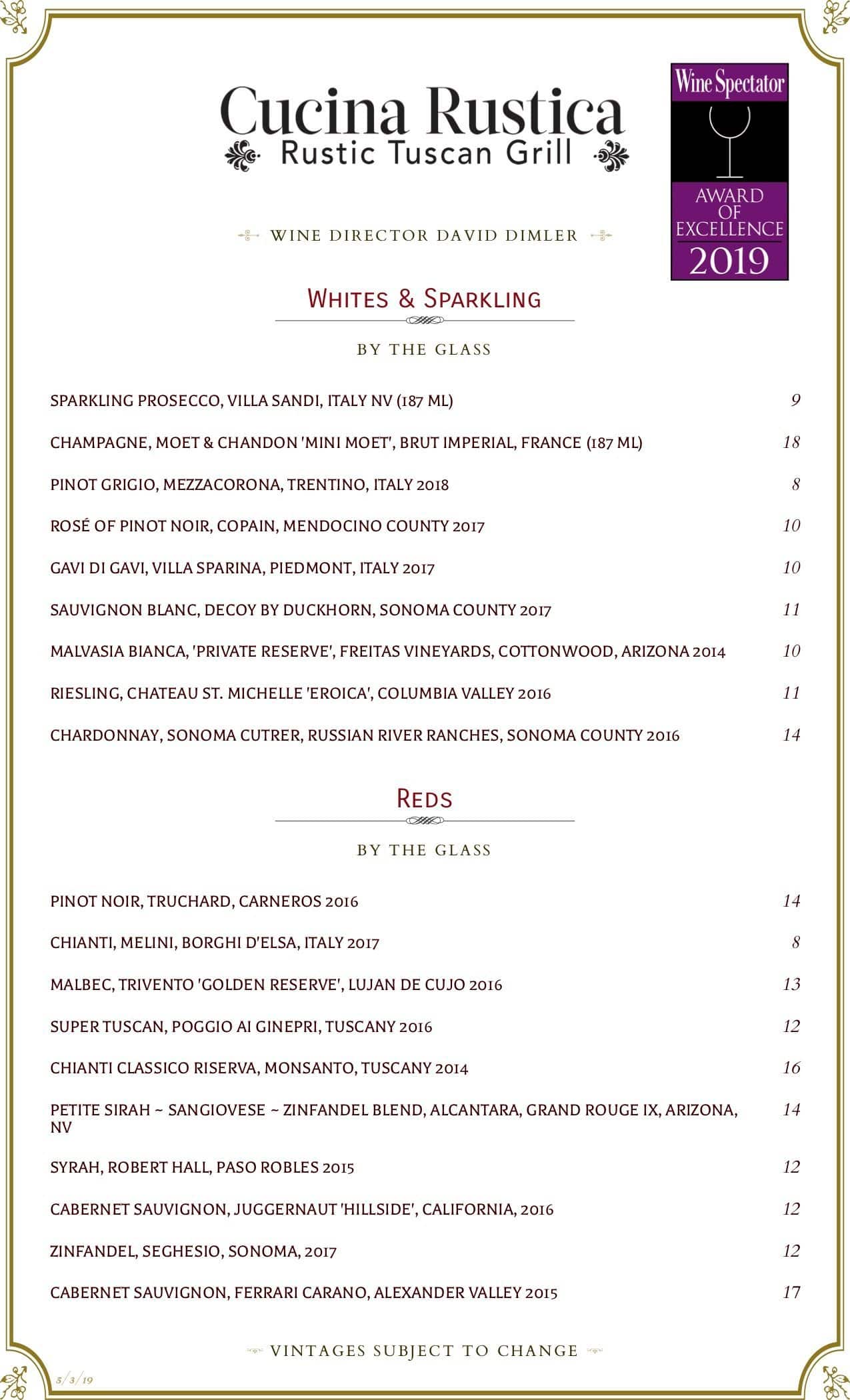 Menu at Cucina Rustica desserts, Sedona