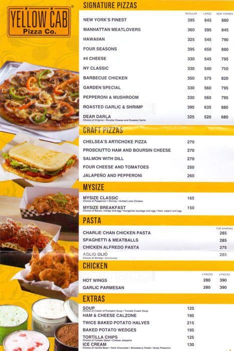 Yellow Cab Menu, Menu for Yellow Cab, Don Jose, Santa Rosa - Zomato ...