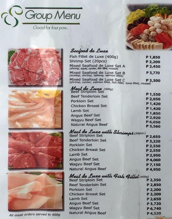 Healthy ShabuShabu Menu, Menu for Healthy ShabuShabu, Alabang