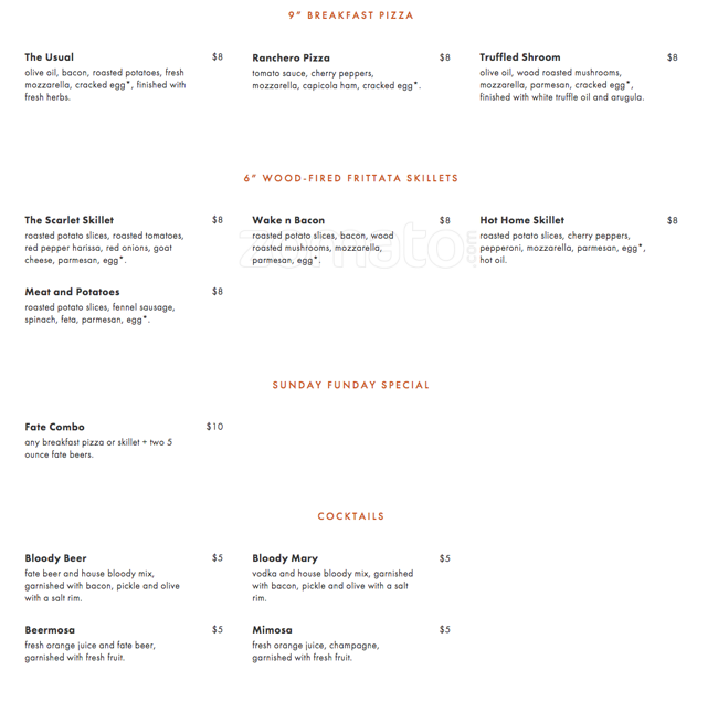 McFate's Tap + Barrel menu Urbanspoon/Zomato