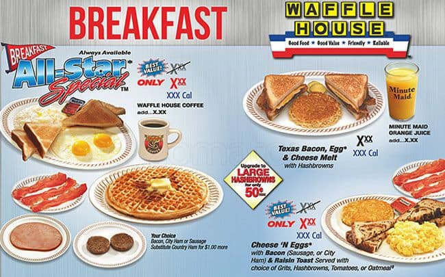 Menu at Waffle House restaurant Lexington 2740 Richmond Rd